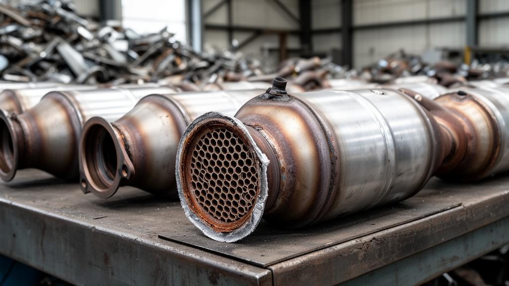 Used catalytic converters prepared for recycling
